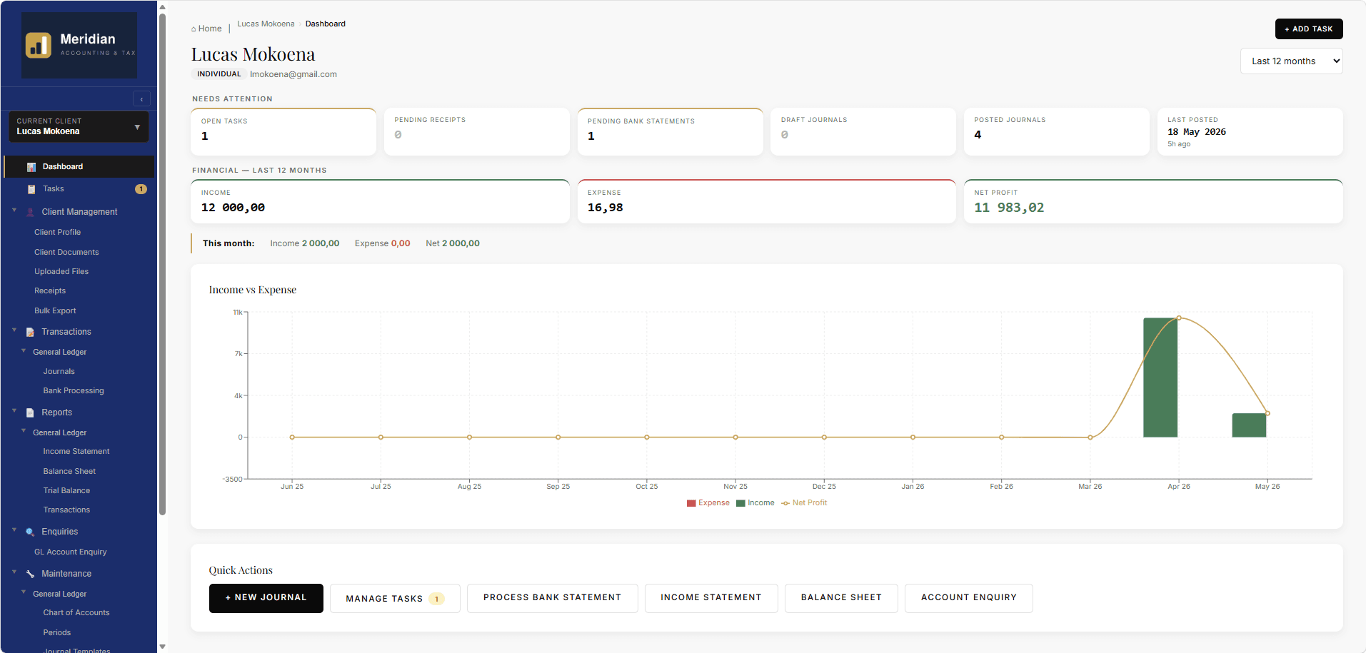 Client Dashboard — Apex Accounting Worx